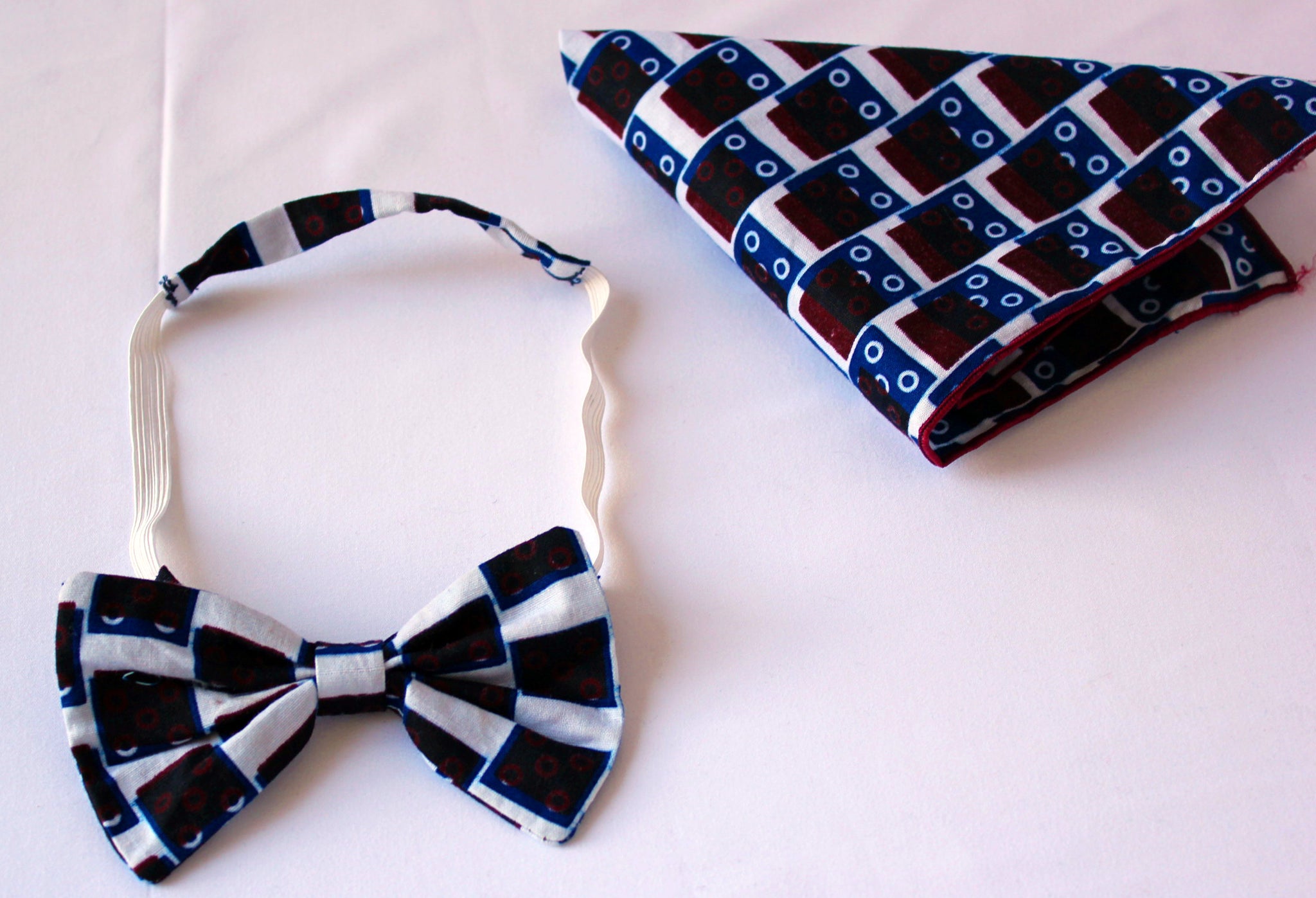 Combo Bow tie & Pocket Square - Contemporary and Colorful Ensemble-African apparel and accessories