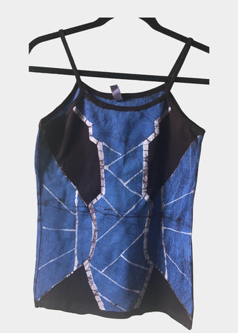 Blue and Purple Spaghetti Tank Black Panther Inspired -Contemporary and Colorful Ensemble-African apparel and accessories