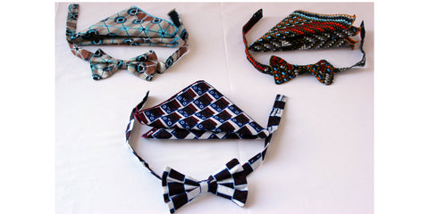 Combo Bow tie & Pocket Square - Contemporary and Colorful Ensemble-African apparel and accessories