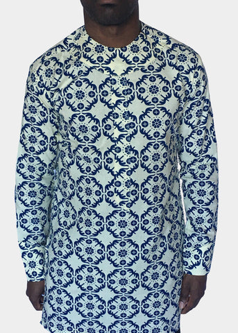 Yellow Long Sleeve African Print Tunic -Contemporary and Colorful Ensemble-African apparel and accessories
