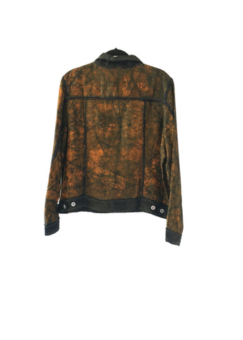 Lightweight Batik Trucker Jacket Green and Gold -Contemporary and Colorful Ensemble-African apparel and accessories