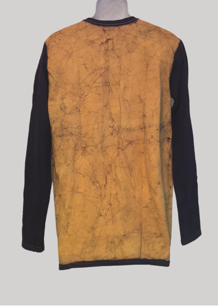 Gold and Purple Long Sleeve Batik T-Shirt -Contemporary and Colorful Ensemble-African apparel and accessories