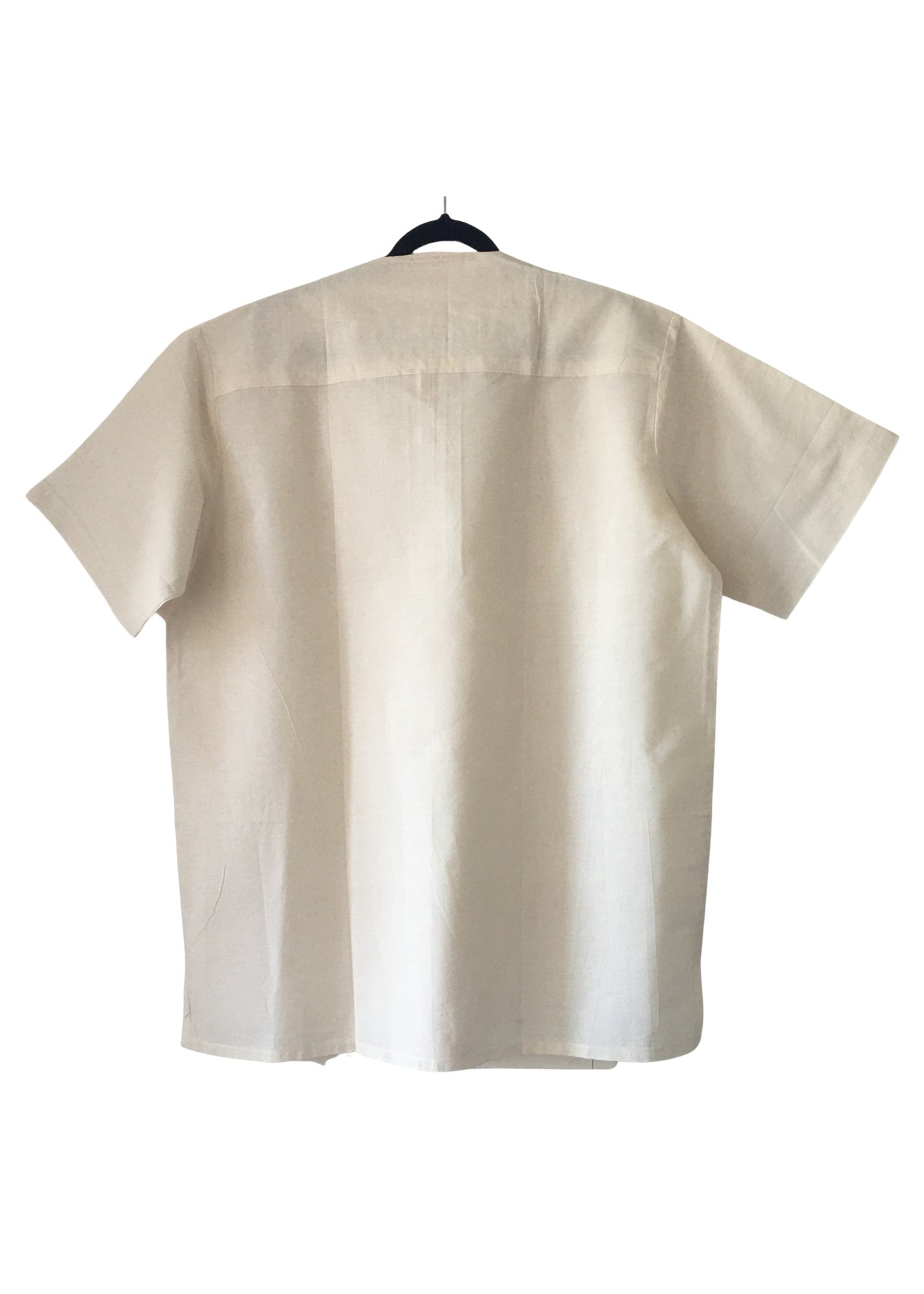 Beige Short Sleeve Round Collar Calico Fabric Shirt  | Contemporary and Colorful Ensemble