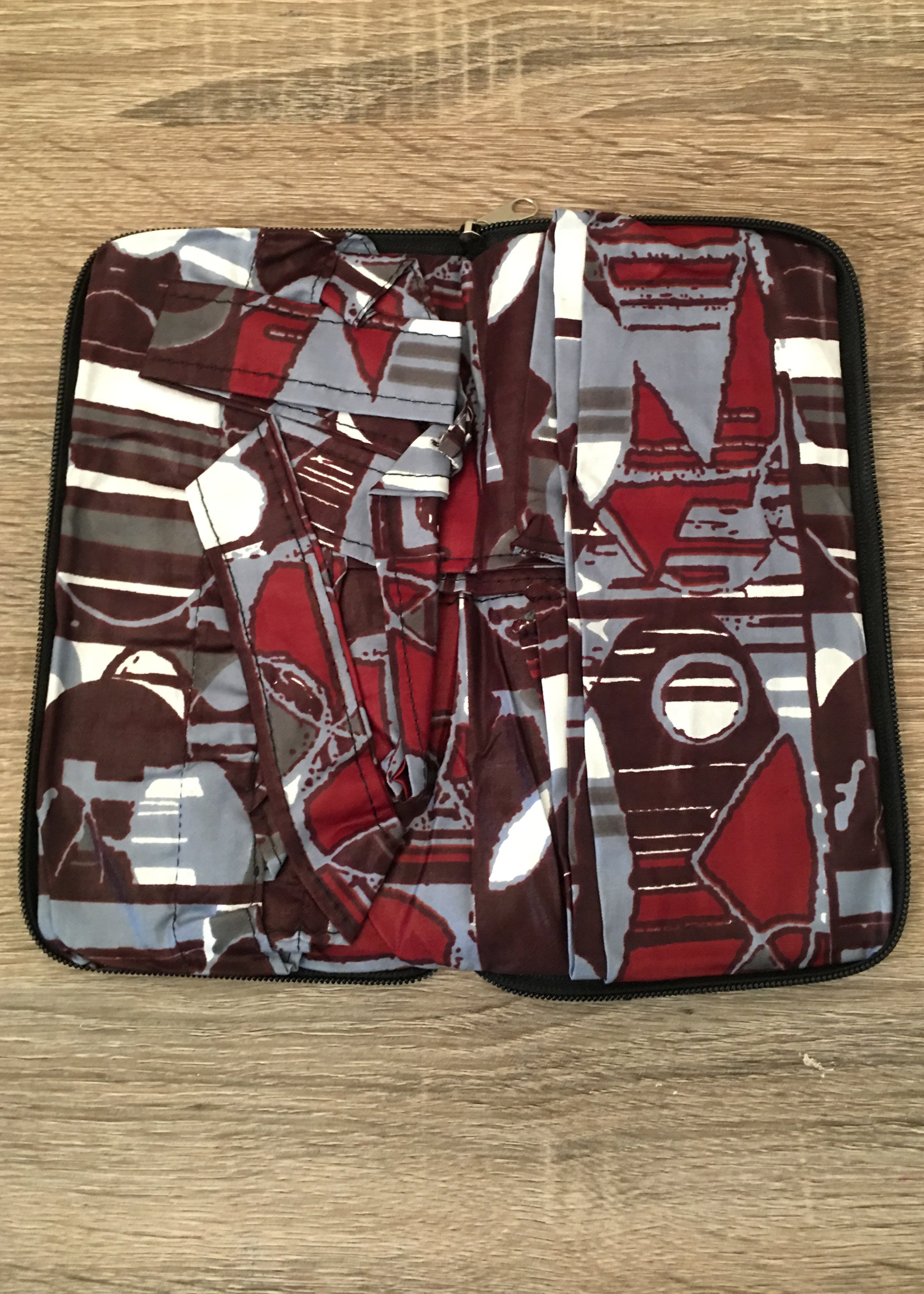 Foldable Tote Bag Burgundy and blue-Contemporary and Colorful Ensemble-African apparel and accessories