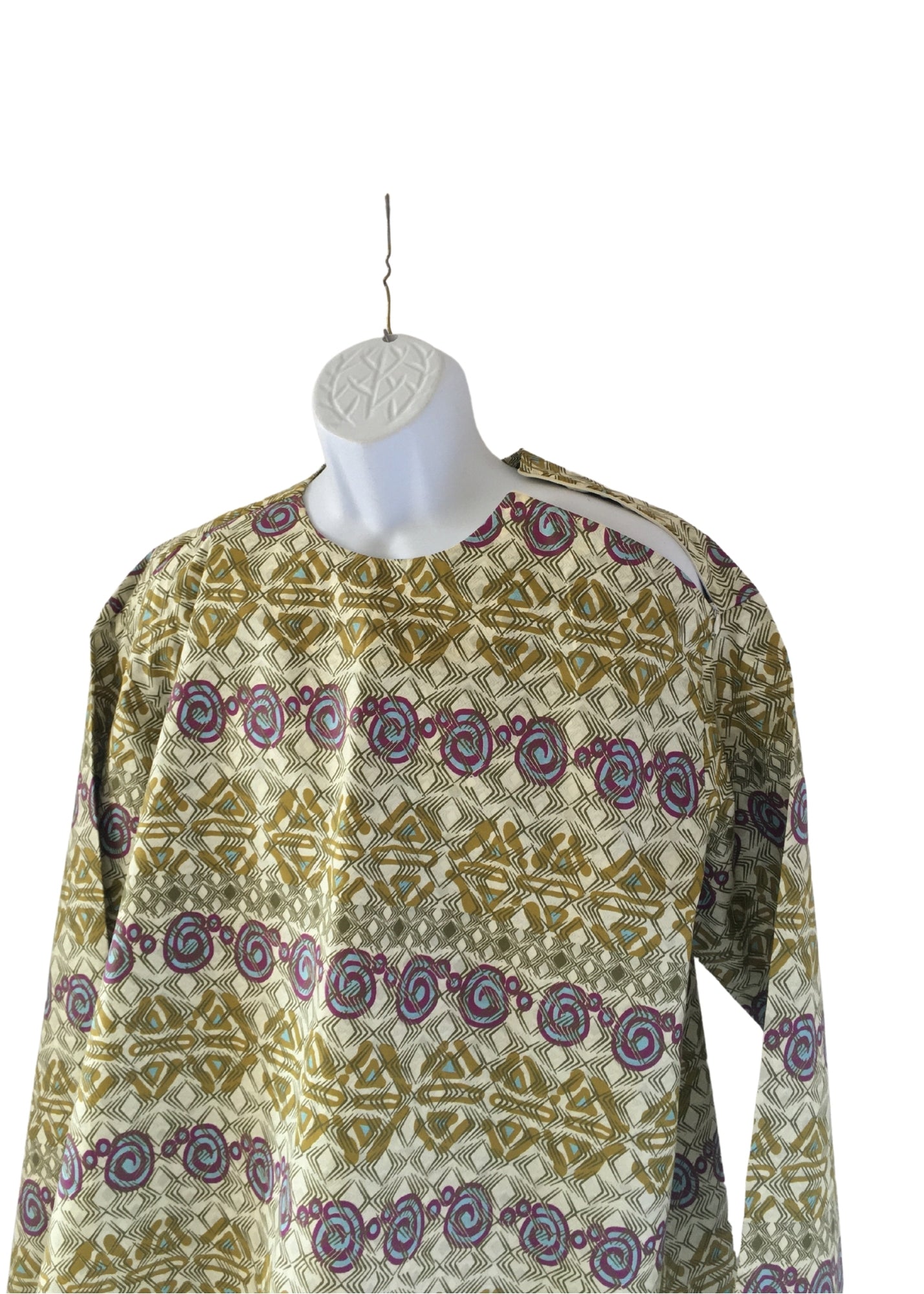 Gold Long Sleeve African Print Tunic -Contemporary and Colorful Ensemble-African apparel and accessories
