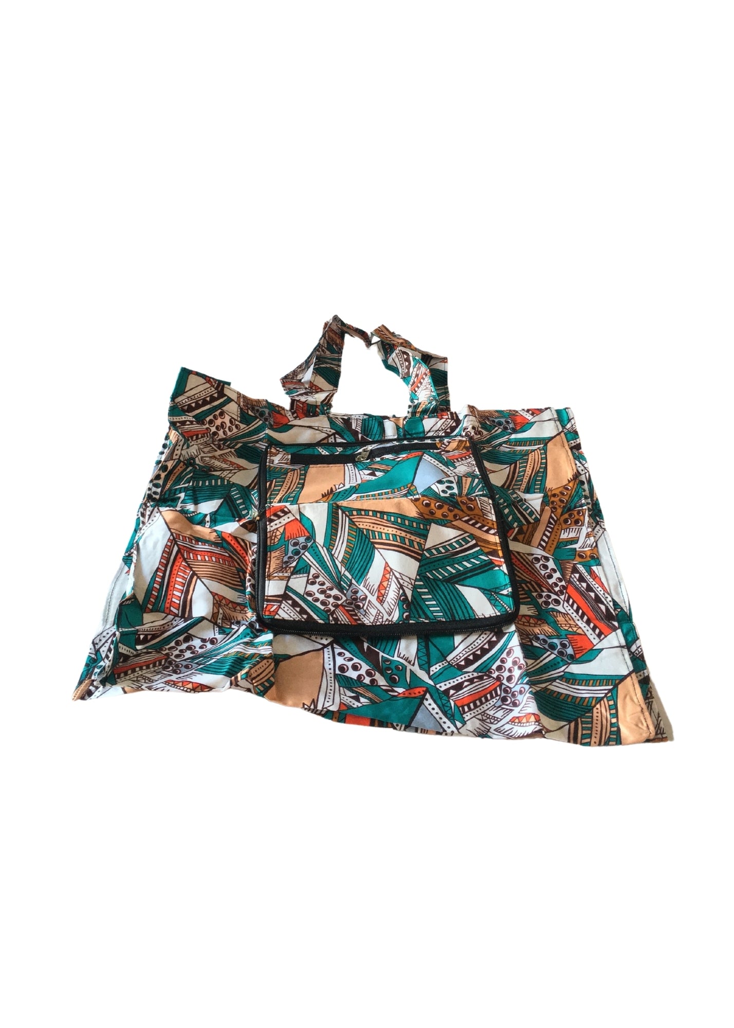 Foldable Tote Bag Green -Contemporary and Colorful Ensemble-African apparel and accessories