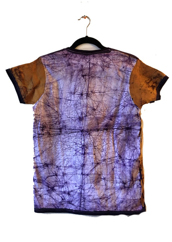 Gold and Purple Fitted T-shirt with Adinkra Symbols -Contemporary and Colorful Ensemble-African apparel and accessories