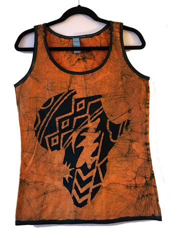 Orange and Green Tank Top with African and Adinkra Symbols -Contemporary and Colorful Ensemble-African apparel and accessories