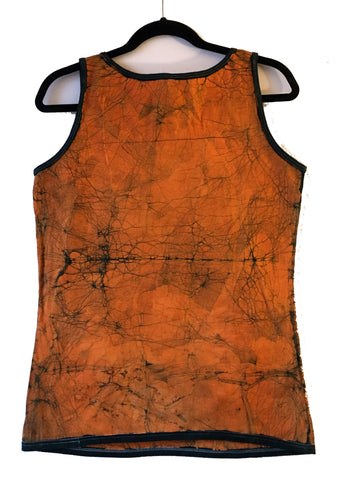 Orange and Green Tank Top with African and Adinkra Symbols -Contemporary and Colorful Ensemble-African apparel and accessories