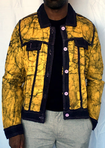Lightweight Batik Trucker Jacket -Contemporary and Colorful Ensemble-African apparel and accessories
