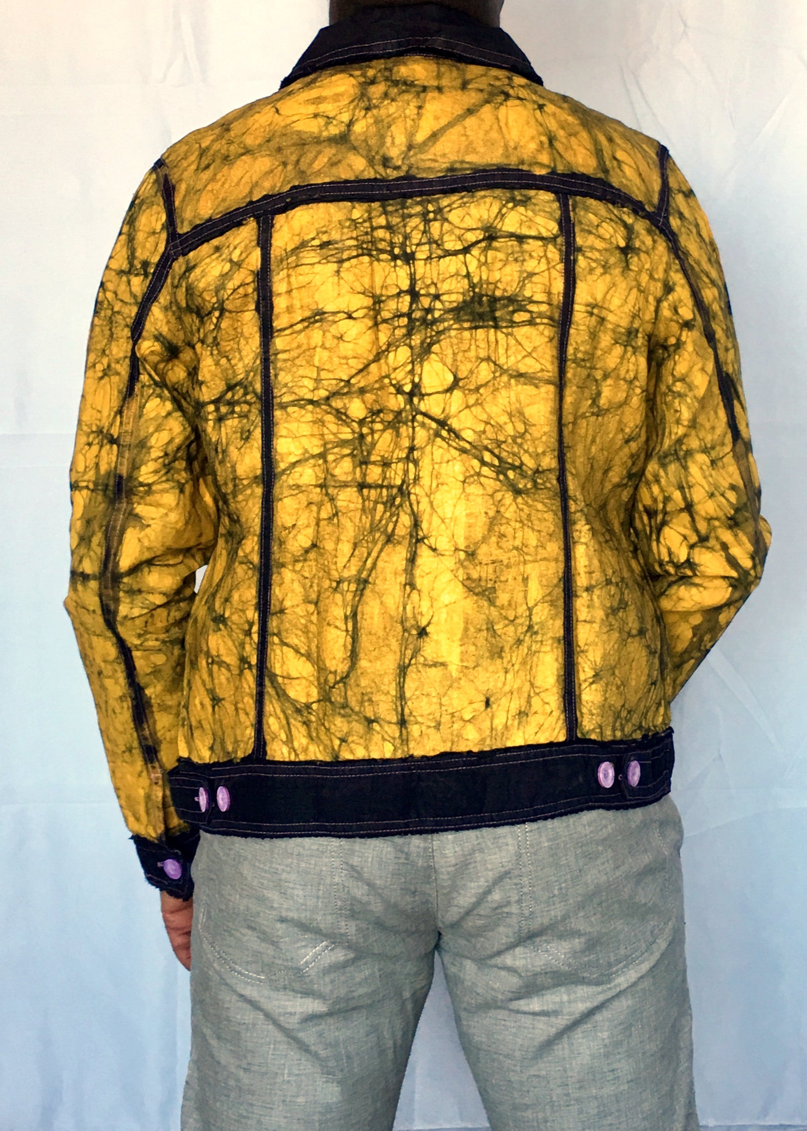 Lightweight Batik Trucker Jacket -Contemporary and Colorful Ensemble-African apparel and accessories