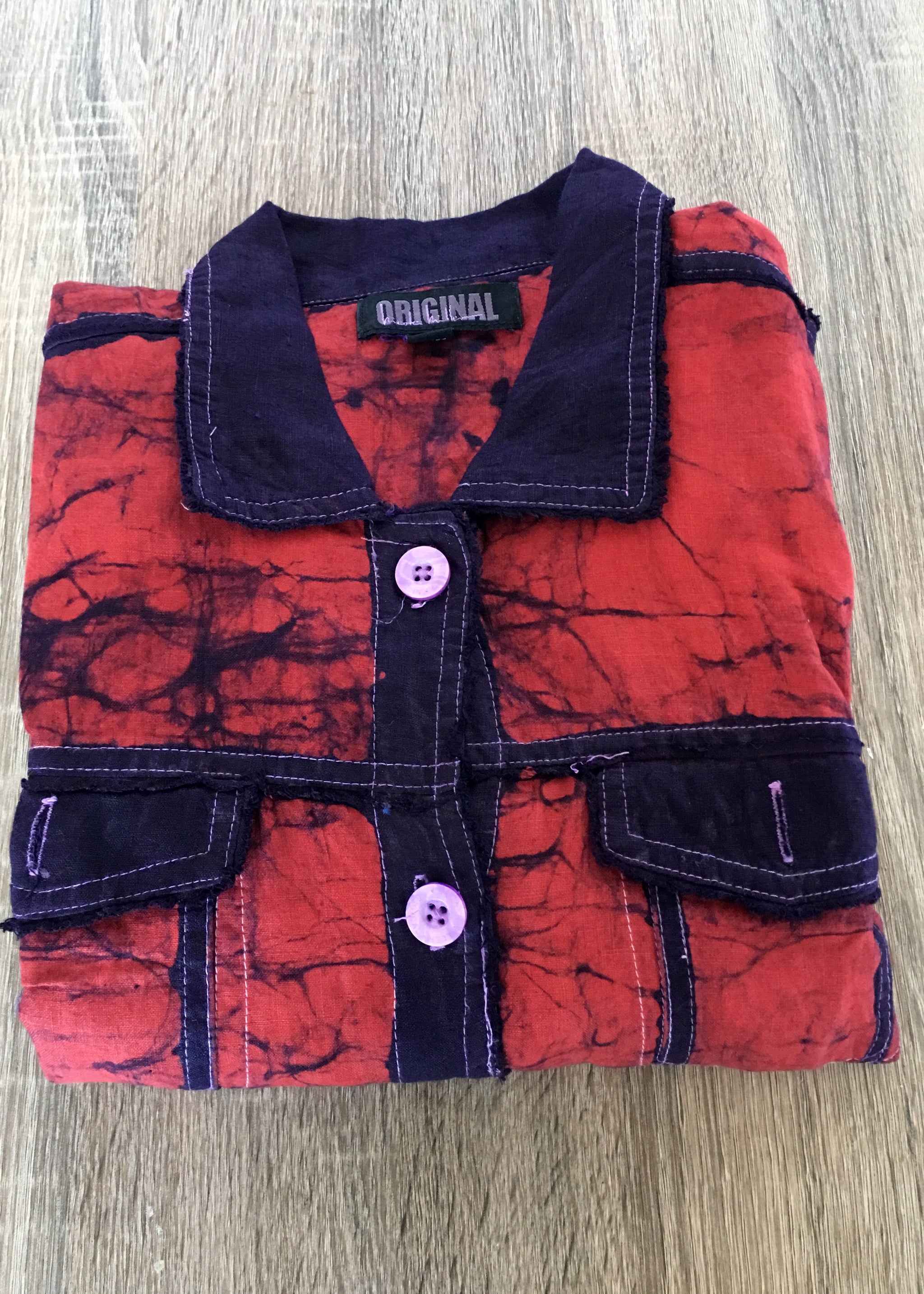 Linen Lightweight Batik Trucker Jacket -Contemporary and Colorful Ensemble-African apparel and accessories