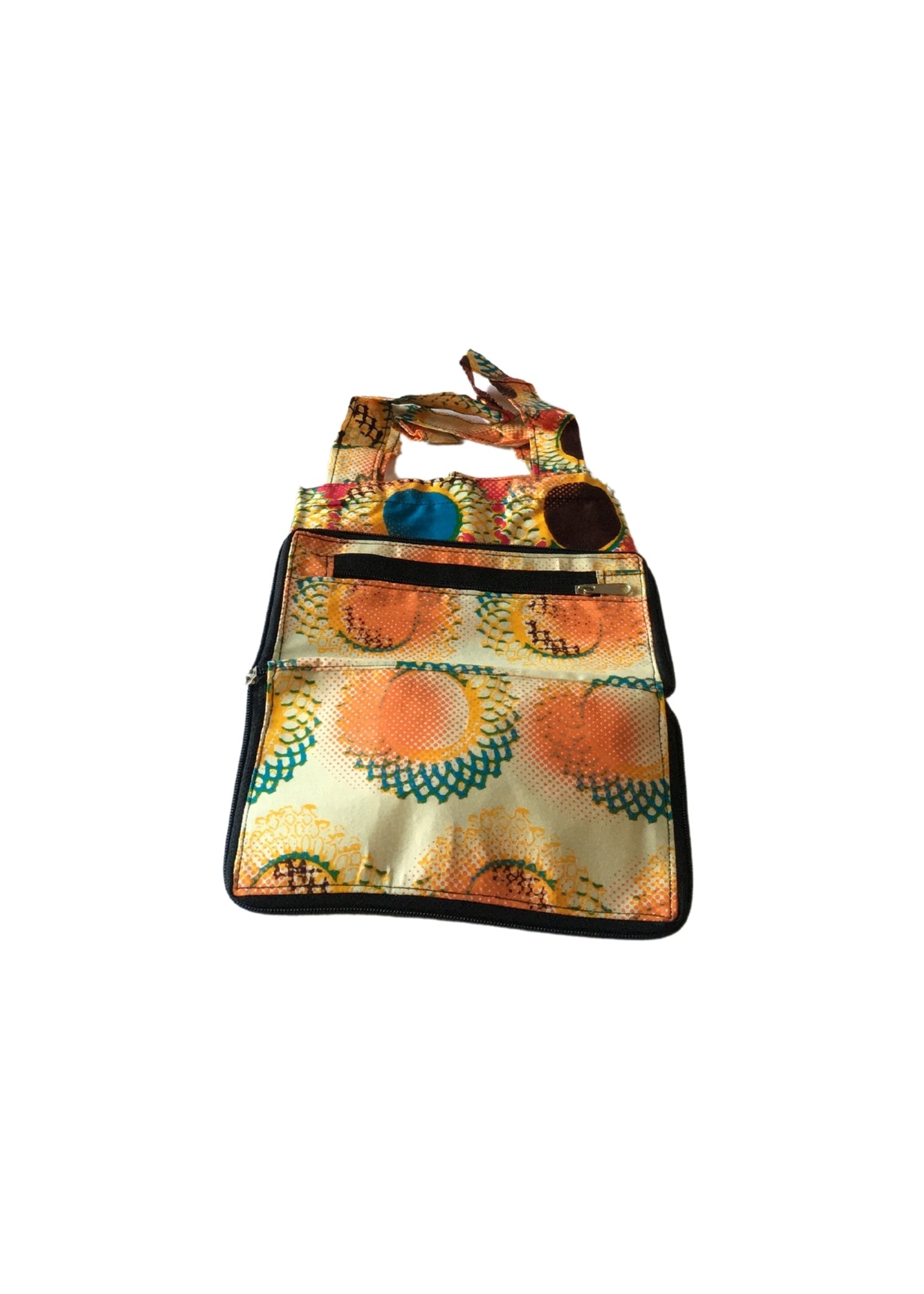 Foldable Tote Bag Orange and Blue -Contemporary and Colorful Ensemble-African apparel and accessories