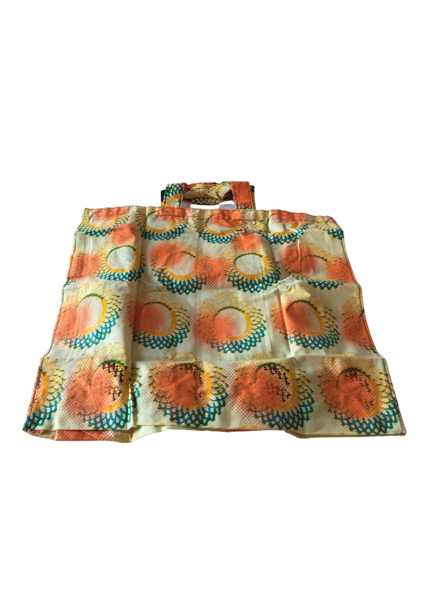 Foldable Tote Bag Orange and Blue -Contemporary and Colorful Ensemble-African apparel and accessories