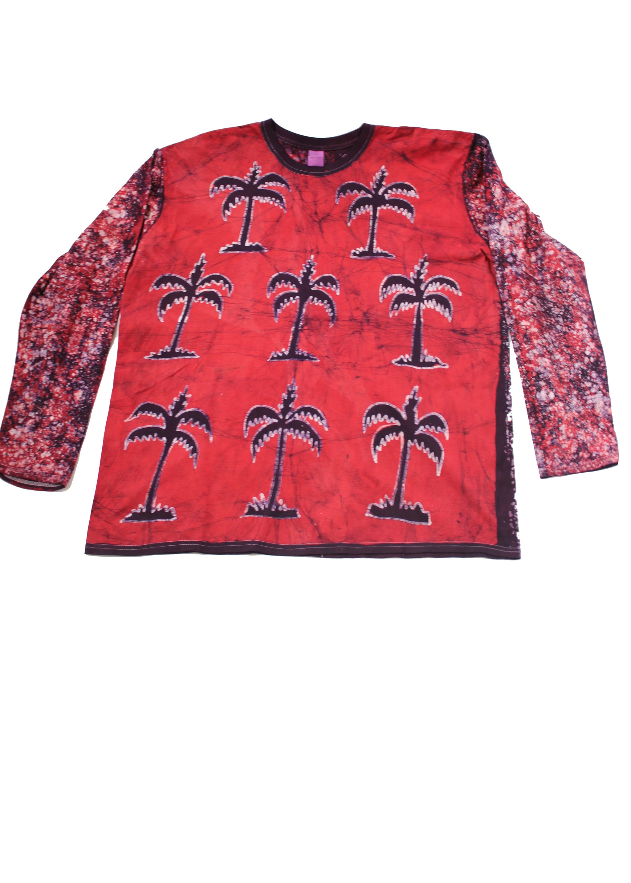 Palm trees Long Sleeves Batik T-Shirt -Contemporary and Colorful Ensemble-African apparel and accessories