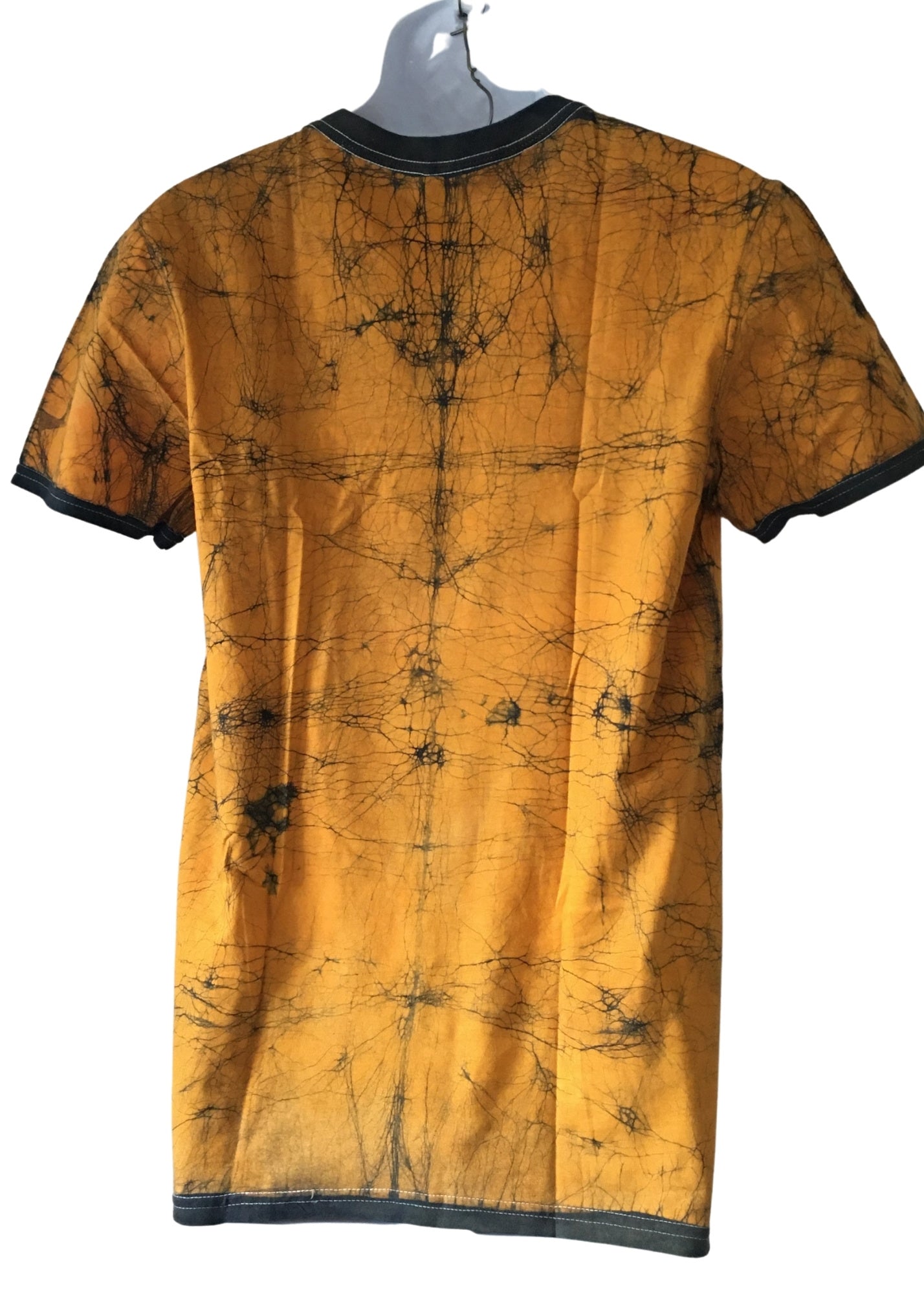 Gold and Green V neck Short Sleeves Batik T-shirt with Adinkra symbols | Contemporary and Colorful Ensemble