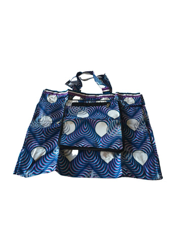 Foldable Tote Bag White Drops -Contemporary and Colorful Ensemble-African apparel and accessories