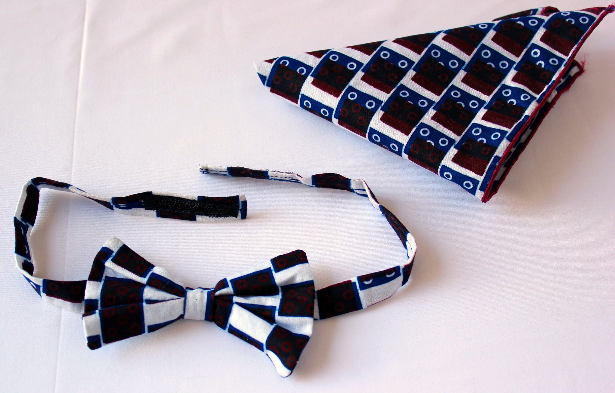 Combo Bow tie & Pocket Square - Contemporary and Colorful Ensemble-African apparel and accessories