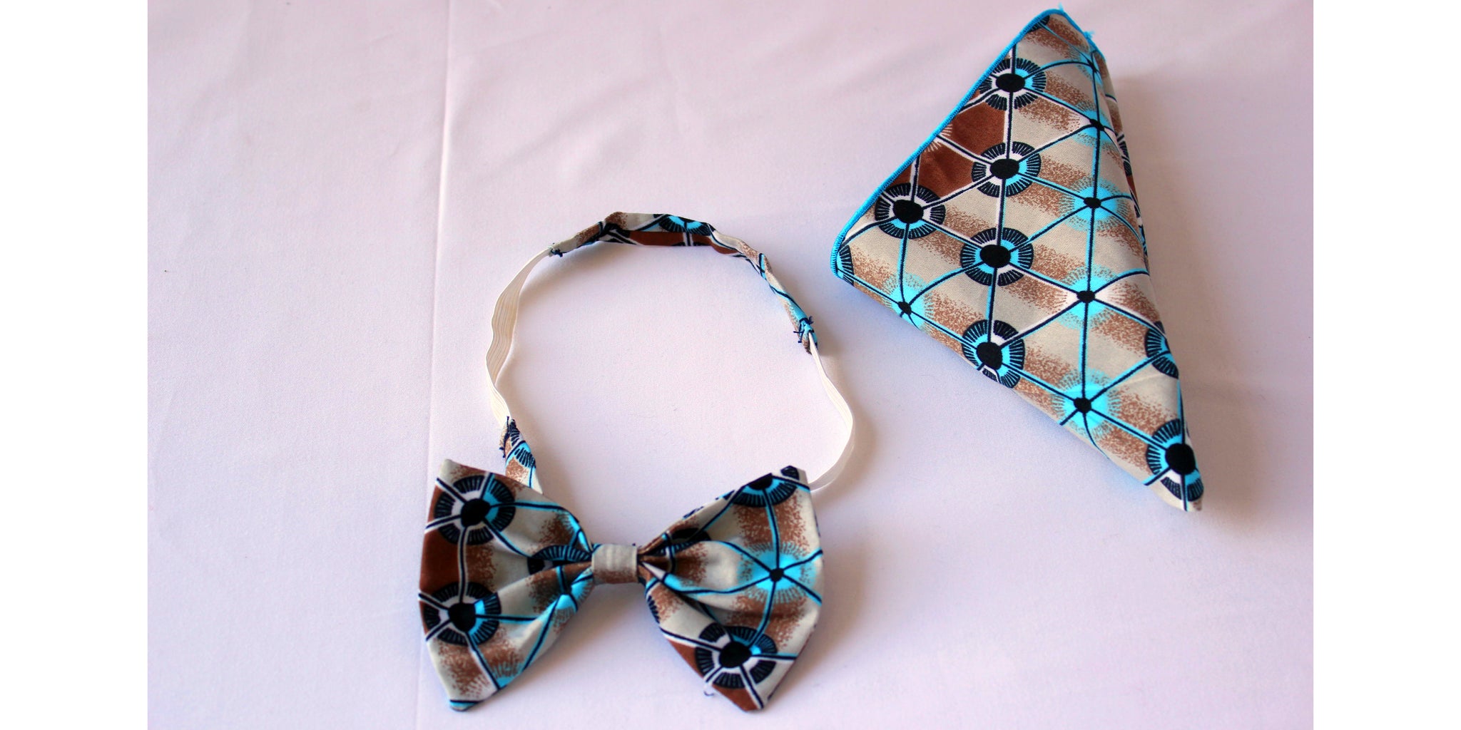 Combo Bow tie & Pocket Square - Contemporary and Colorful Ensemble-African apparel and accessories