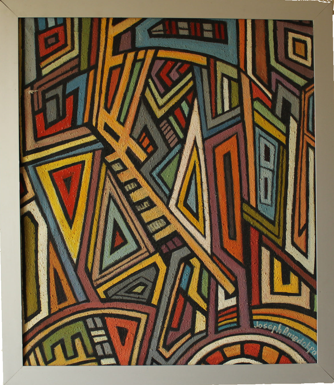 Silver framed Oil painting "Bird Kingdom" - Contemporary and Colorful Ensemble-African apparel and accessories