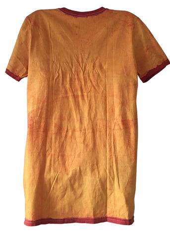 Orange V neck T-shirt with Adinkra Symbols | Contemporary and Colorful Ensemble